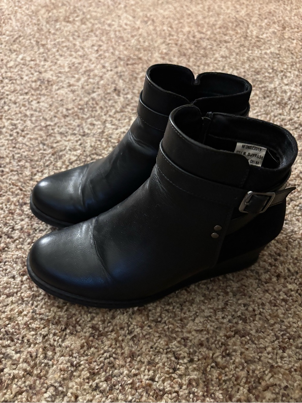 Women's Black Leather Ankle Boots - Classic Zip & Buckle Style